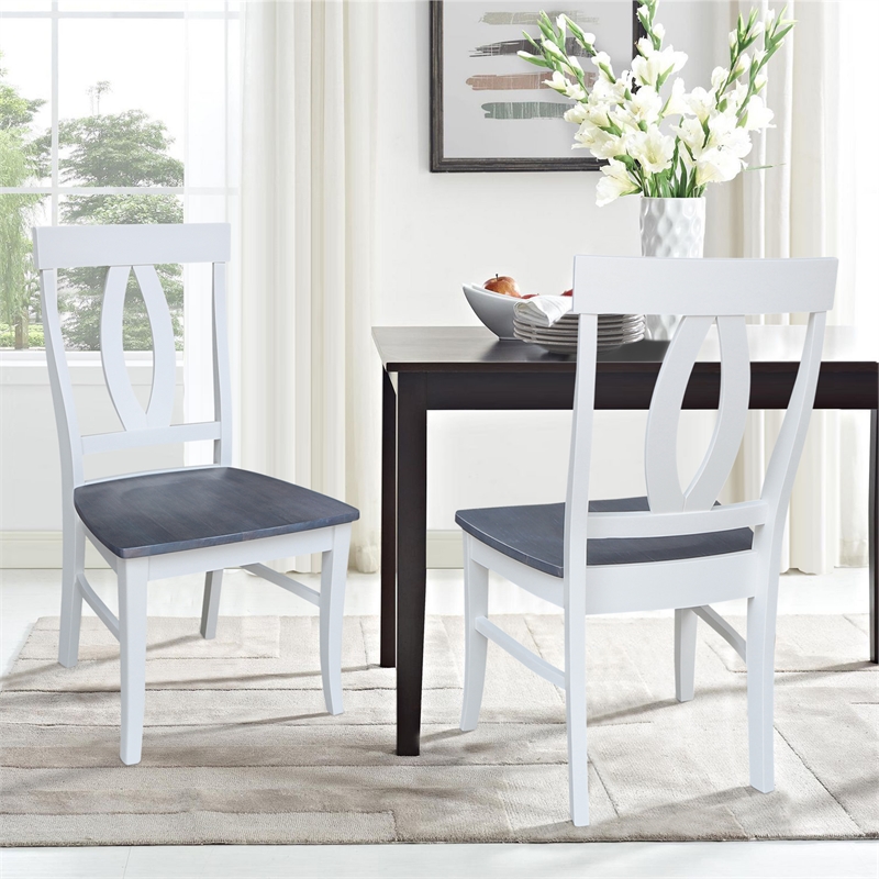 International Concepts Cosmo Verona Wood Dining Chairs in White/Heather Gray