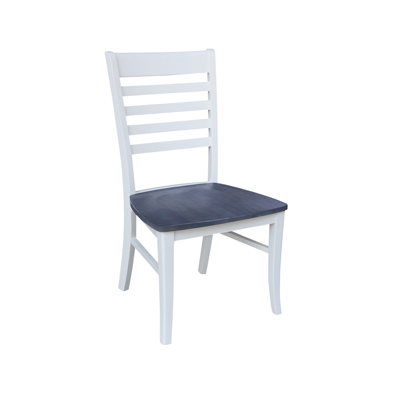 International Concepts Cosmo Roma Solid Wood Dining Chair in White/Heather Gray