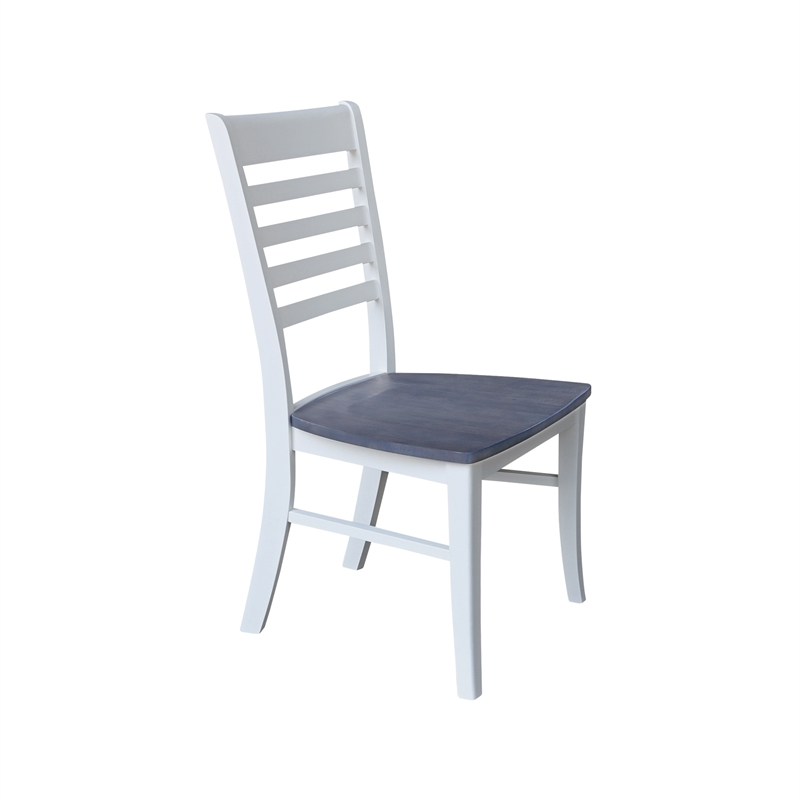 International Concepts Cosmo Roma Solid Wood Dining Chair in White/Heather Gray
