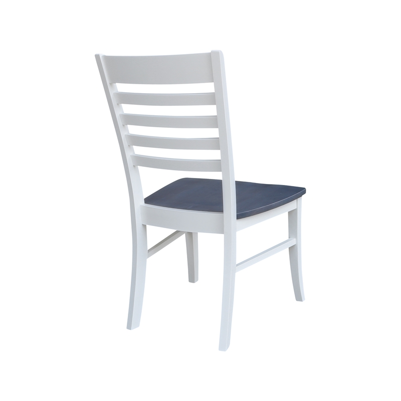 International Concepts Cosmo Roma Solid Wood Dining Chair in White/Heather Gray