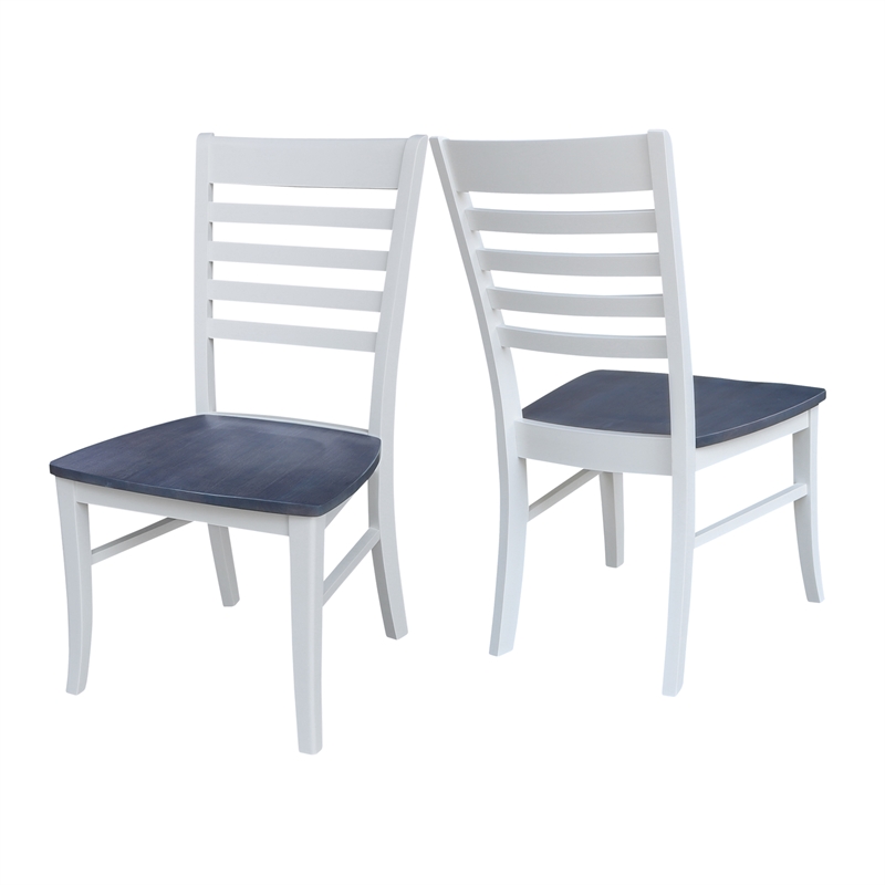International Concepts Cosmo Roma Solid Wood Dining Chair in White/Heather Gray