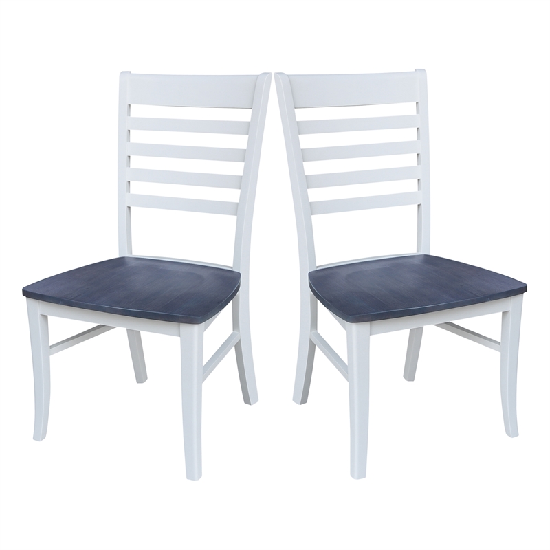 International Concepts Cosmo Roma Solid Wood Dining Chair in White/Heather Gray