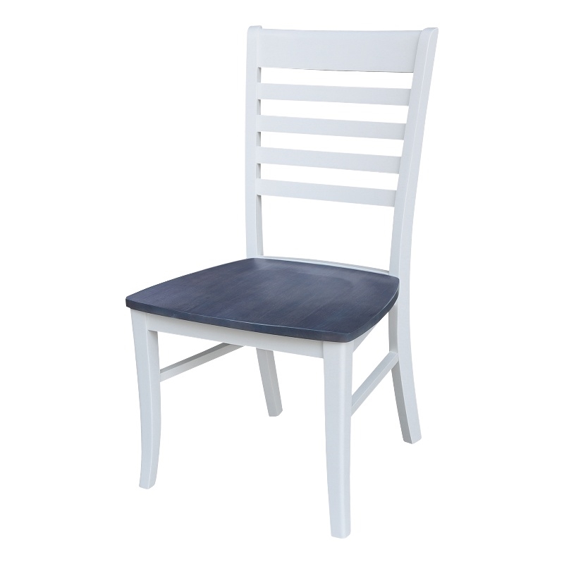 International Concepts Cosmo Roma Solid Wood Dining Chair in White/Heather Gray