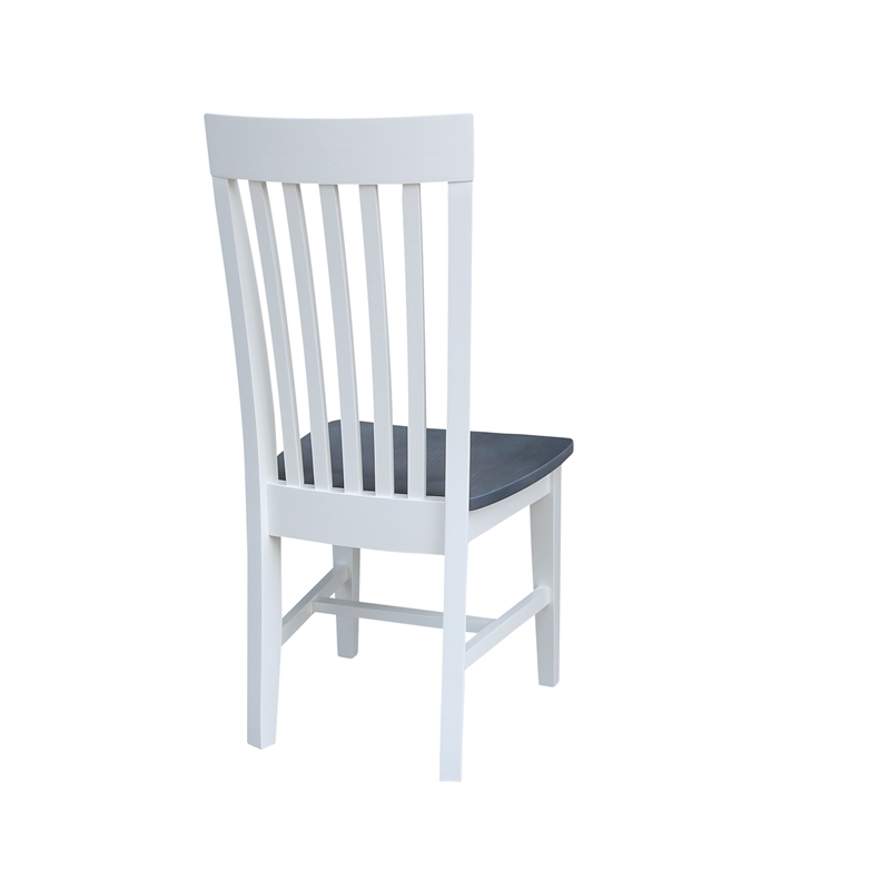 International Concepts Solid Wood Dining Side Chair in White and Gray (Set of 2)
