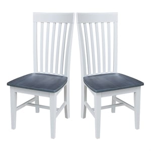International Concepts Solid Wood Dining Side Chair in White and Gray (Set of 2)