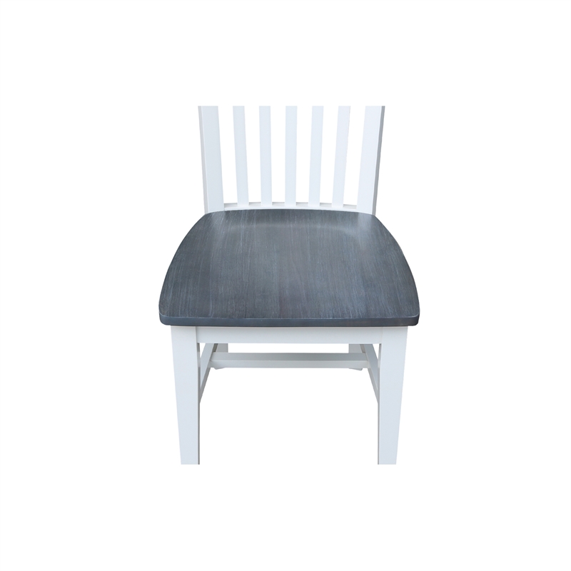 International Concepts Solid Wood Dining Side Chair in White and Gray (Set of 2)