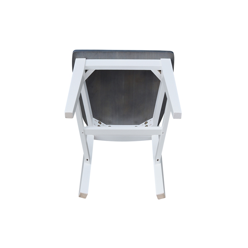 International Concepts Solid Wood Dining Side Chair in White and Gray (Set of 2)