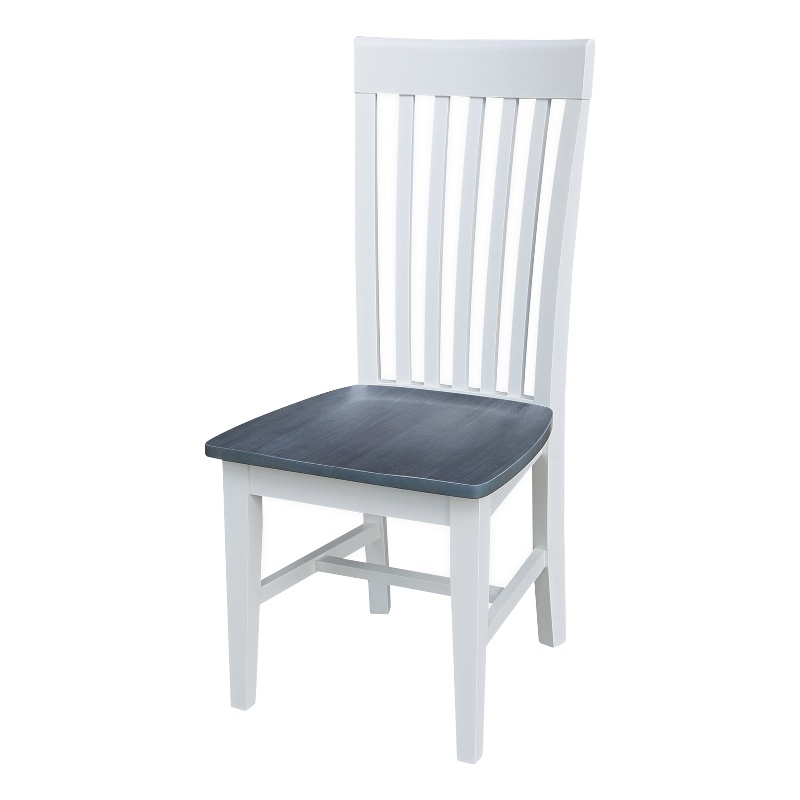International Concepts Solid Wood Dining Side Chair in White and Gray (Set of 2)