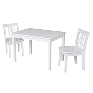 International Concepts 3 Piece Kids Table and Chair Set in White