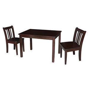 International Concepts 3 Piece Kids Table and Chair Set in Mocha