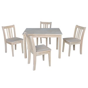 International Concepts 5 Piece Unfinished Kids Table and Chair Set