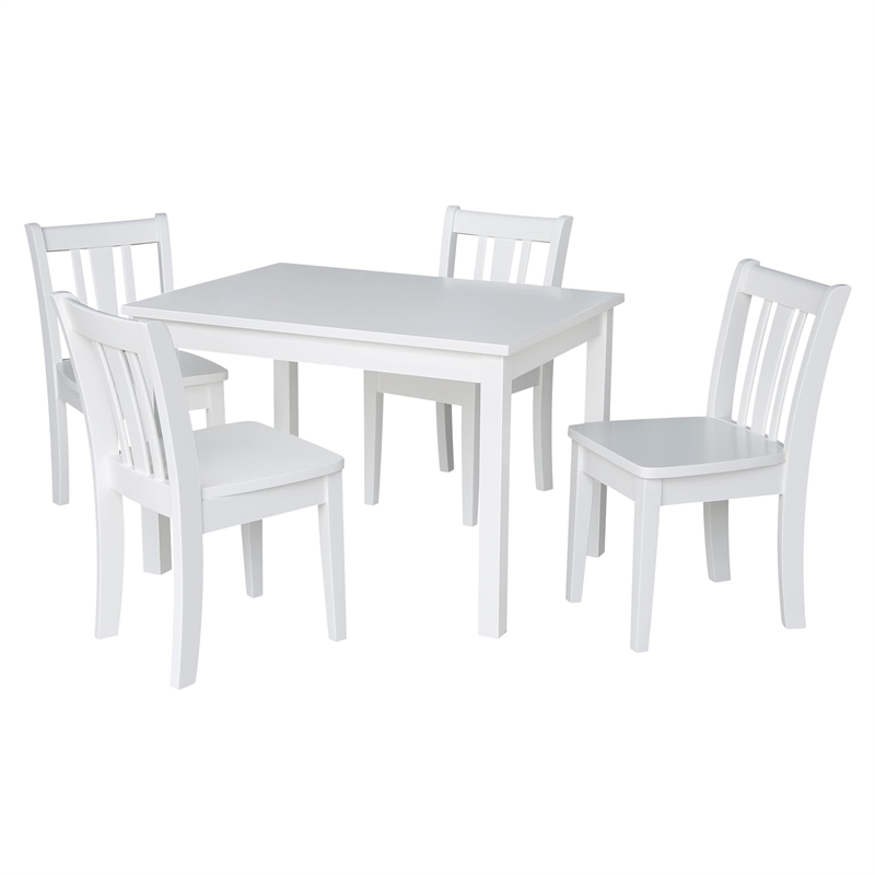 International Concepts 5 Piece Kids Table and Chair Set in White