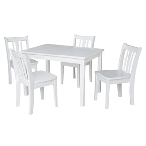 International Concepts 5 Piece Kids Table and Chair Set in White