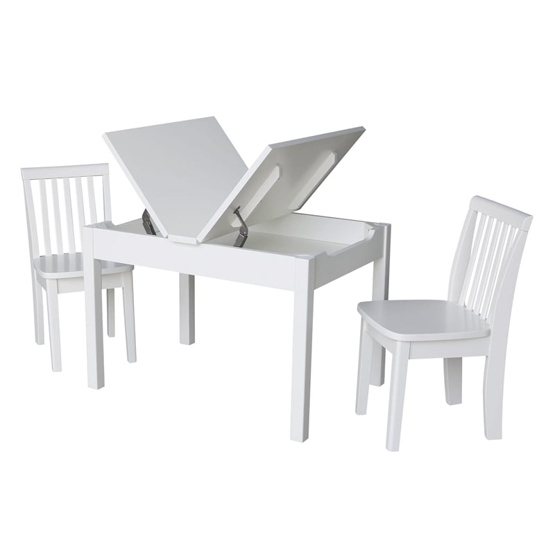 International Concepts 3 Piece Storage Kids Table and Chair Set