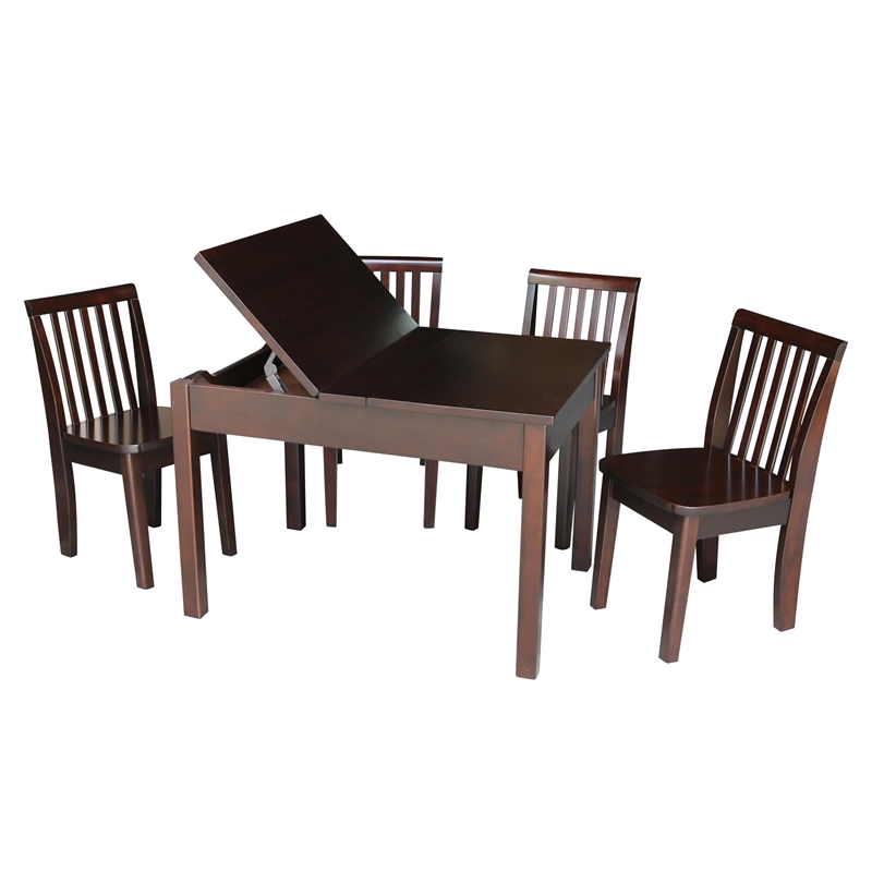 International Concepts 5 Piece Storage Kids Table and Chair Set