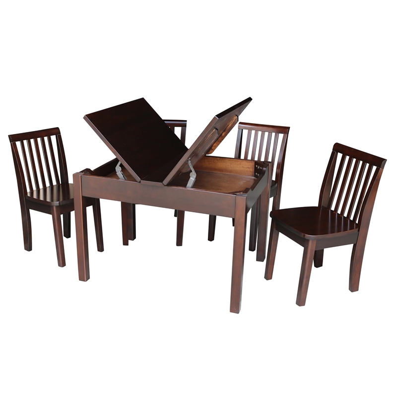 International Concepts 5 Piece Storage Kids Table and Chair Set