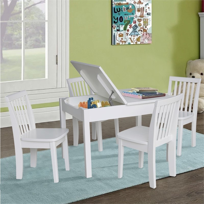 International Concepts 5 Piece Storage Kids Table and Chair Set