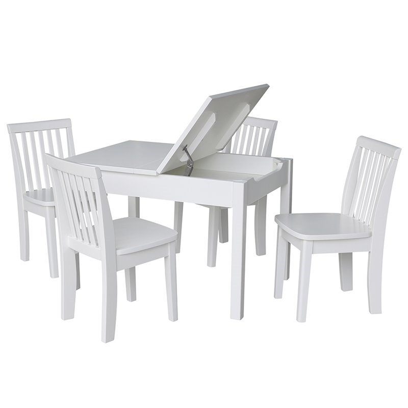 International Concepts 5 Piece Storage Kids Table and Chair Set