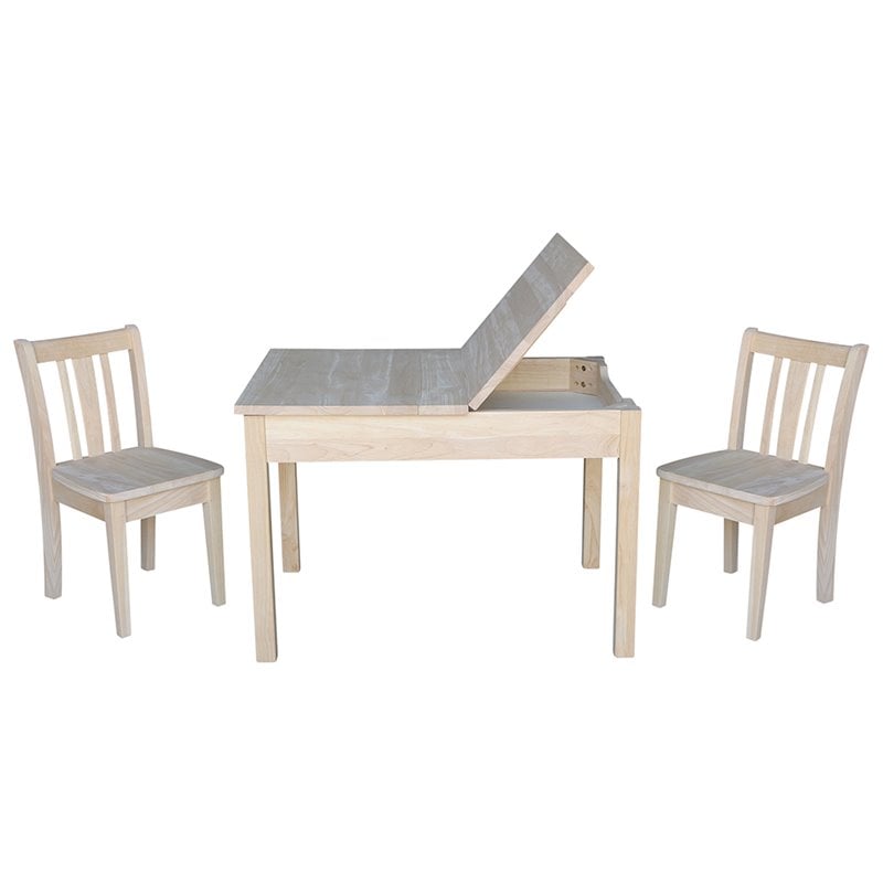 International Concepts 3 Piece Storage Kids Table and Chair Set