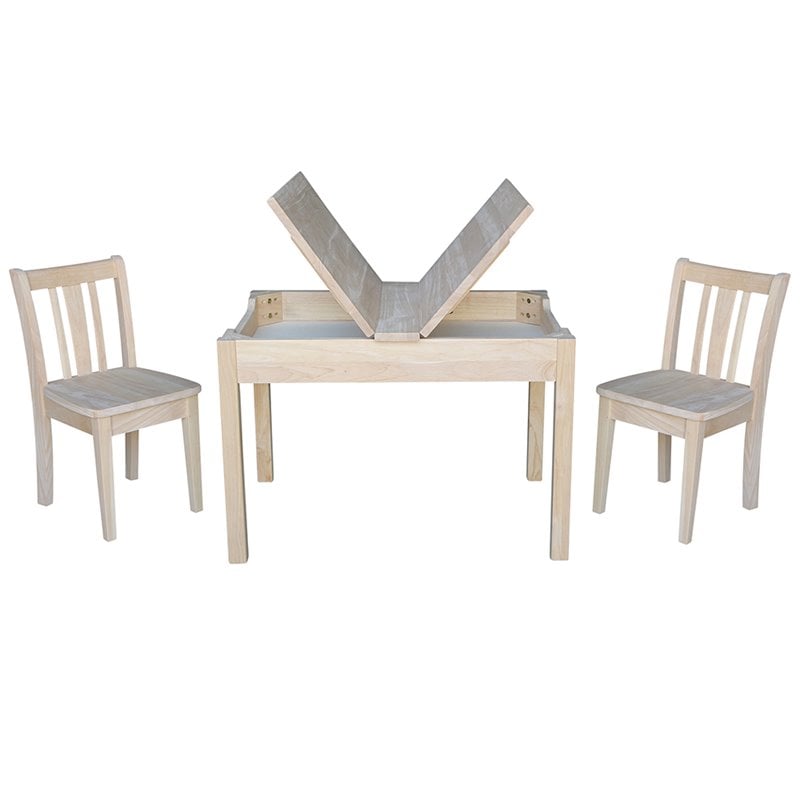 International Concepts 3 Piece Storage Kids Table and Chair Set
