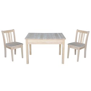 International Concepts 3 Piece Storage Kids Table and Chair Set
