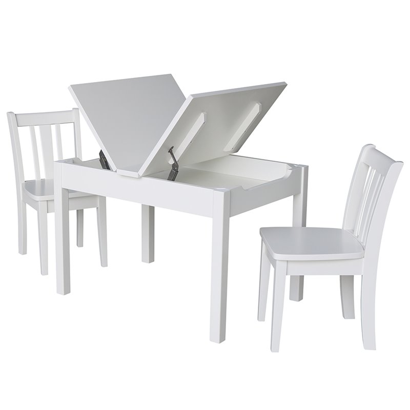 International Concepts 3 Piece Storage Kids Table and Chair Set
