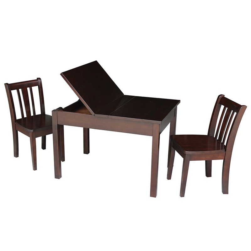 International Concepts 3 Piece Storage Kids Table and Chair Set