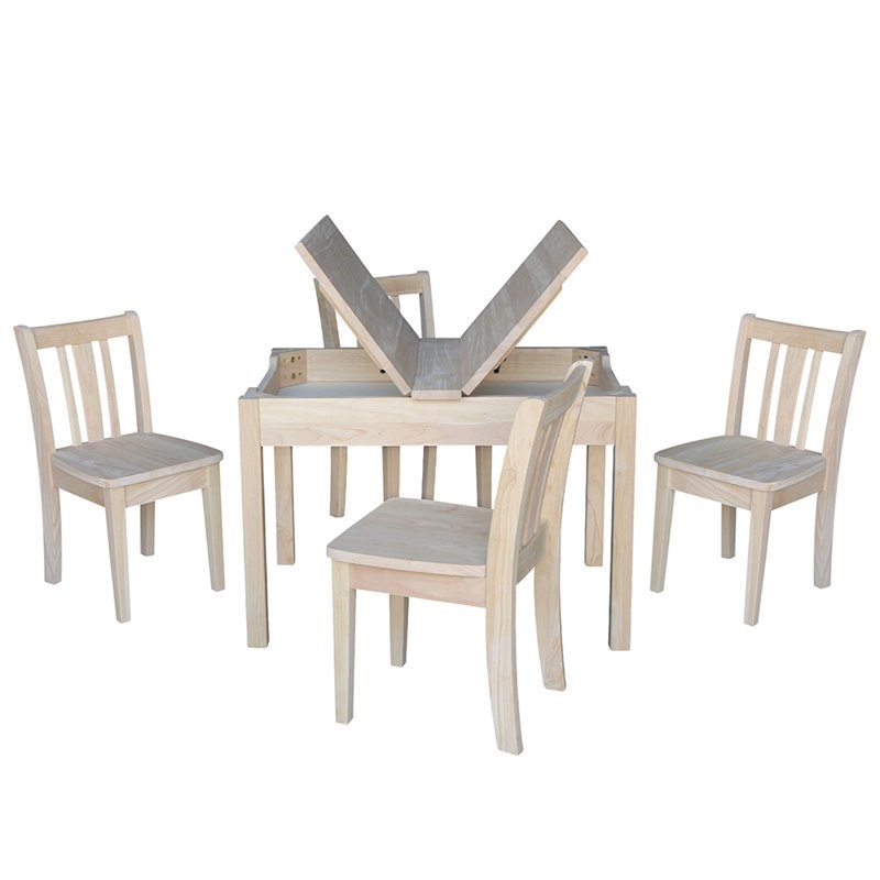 International Concepts 5 Piece Storage Kids Table and Chair Set