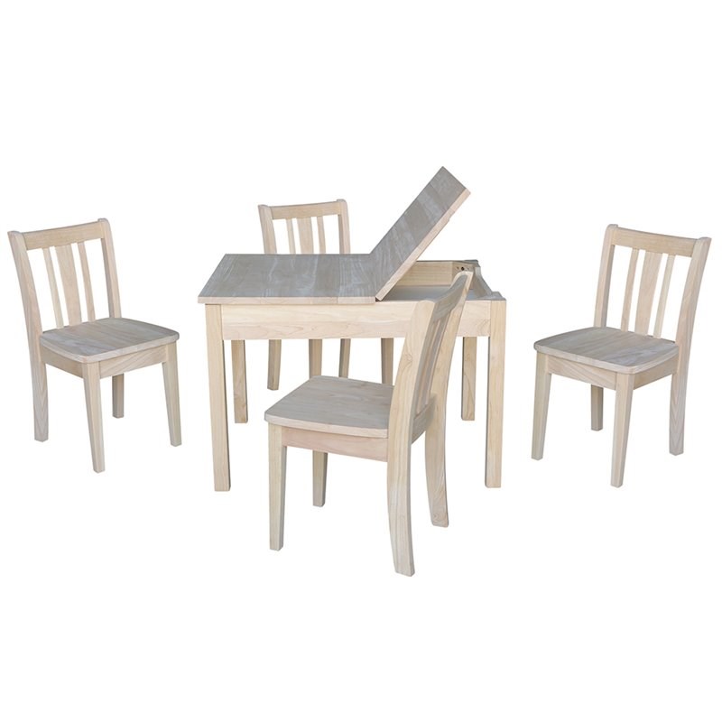 International Concepts 5 Piece Storage Kids Table and Chair Set