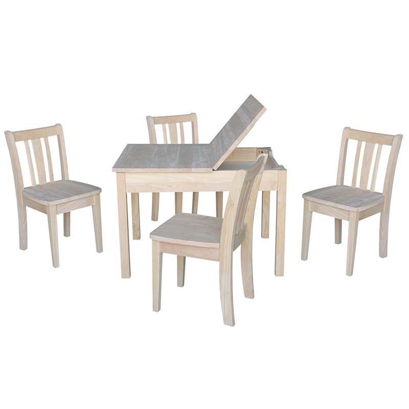 International Concepts 5 Piece Storage Kids Table And Chair Set