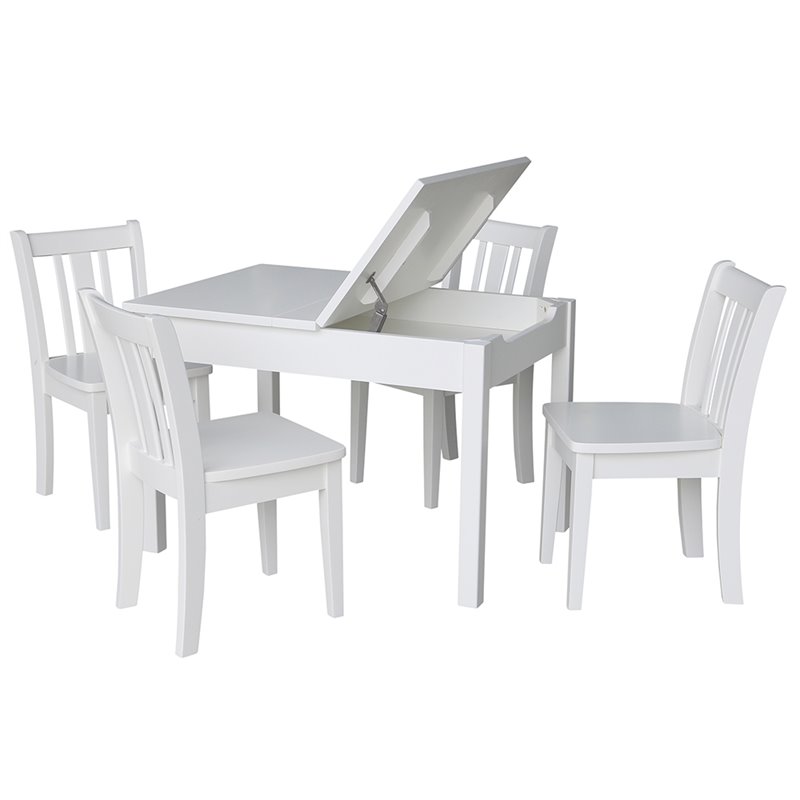 International Concepts 5 Piece Storage Kids Table and Chair Set