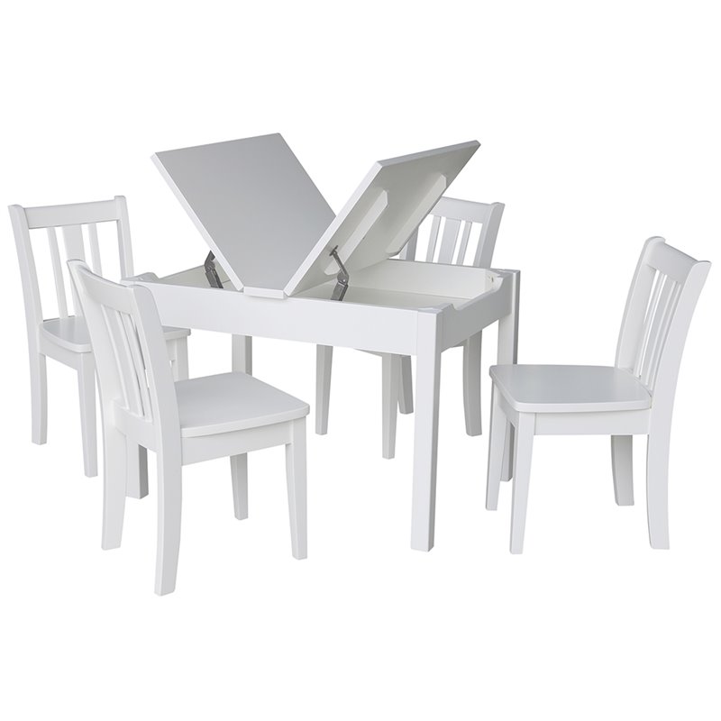 International Concepts 5 Piece Storage Kids Table and Chair Set