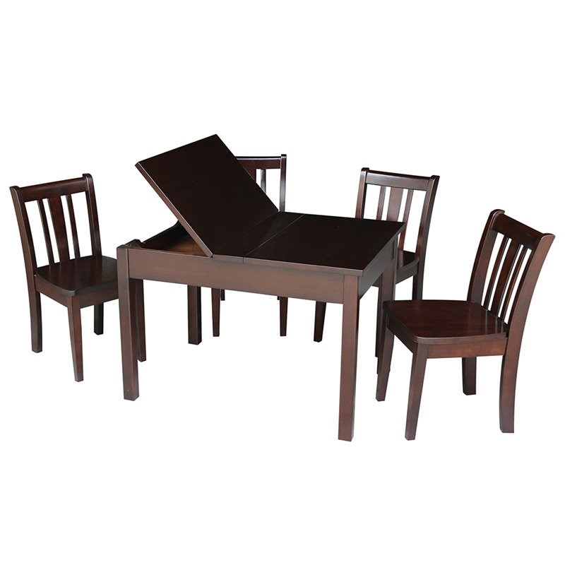 International Concepts 5 Piece Storage Kids Table and Chair Set