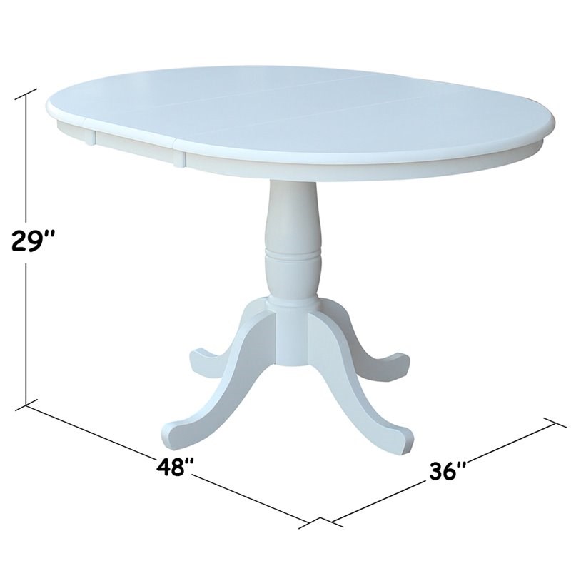 International Concepts 3 Piece Extendable Round Dining Set in White