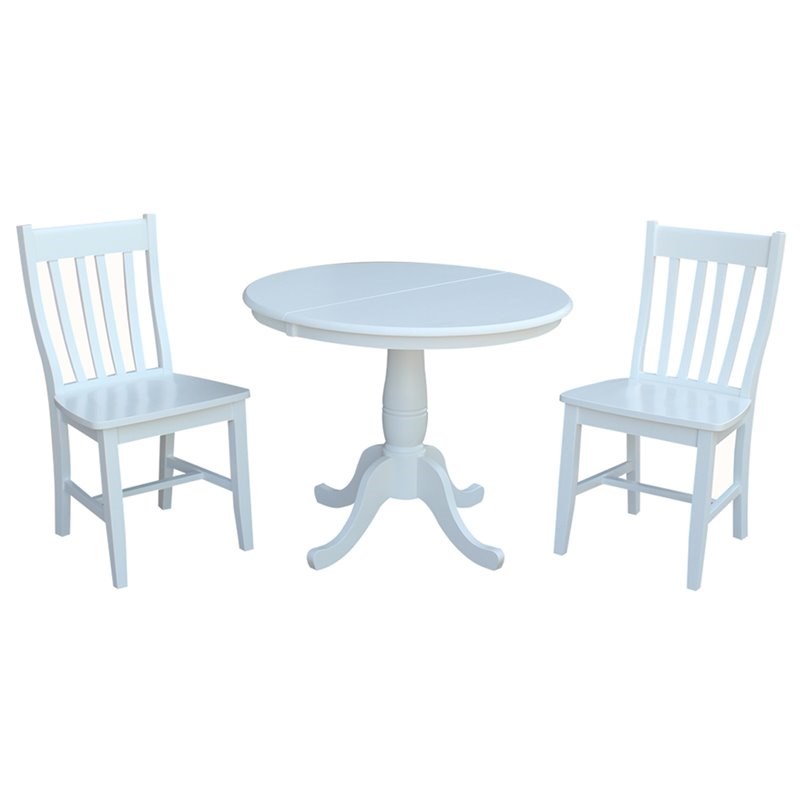 International Concepts 3 Piece Extendable Round Dining Set in White