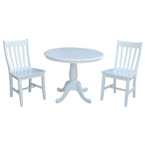 international concepts extendable round dining set in white