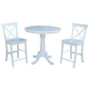 International Concepts 3 Piece Counter Height Dining Set in White