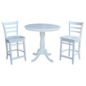 International Concepts 3 Piece Counter Height Dining Set in White