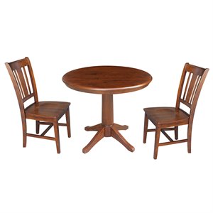 International Concepts 3 Piece 36&quot Round Dining Set in Espresso