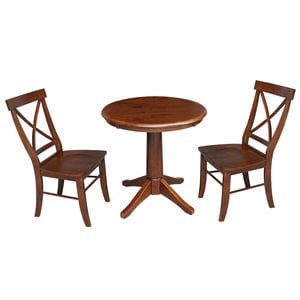 International Concepts 3 Piece 30&quot Round Dining Set in Espresso