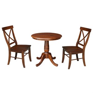International Concepts 3 Piece 30&quot Round Dining Set in Espresso