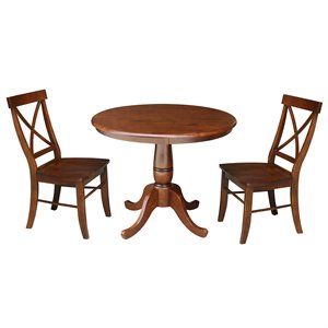 International Concepts 3 Piece 36&quot Round Dining Set in Espresso