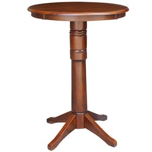 International Concepts 30&quot Round Wood Pedestal Bar Table in Espresso