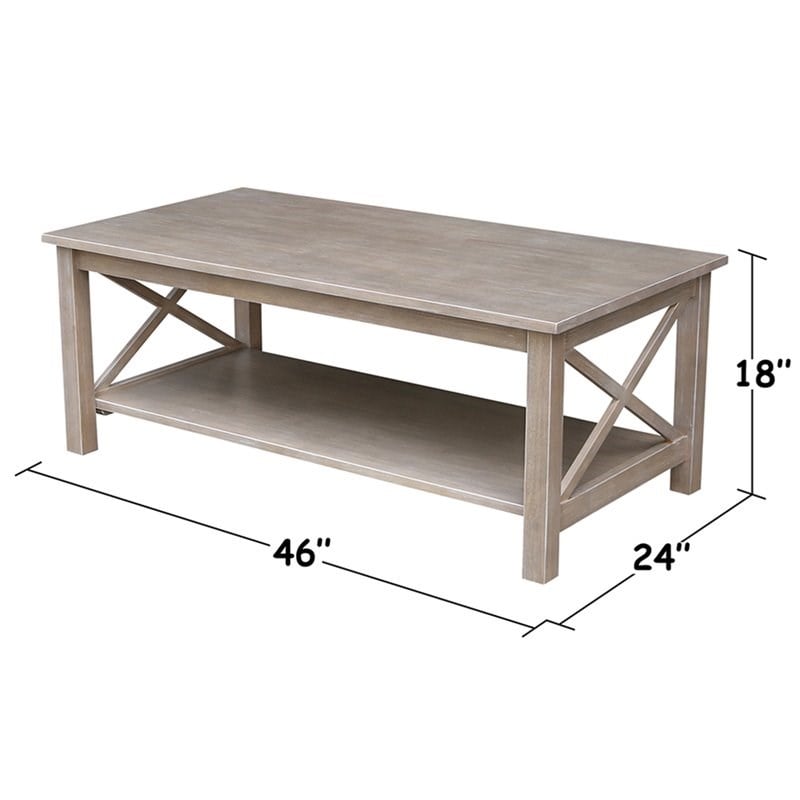 International Concepts Hampton Coffee Table in Washed Gray Taupe