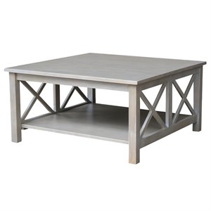 International Concepts Hampton 36&quot Square Coffee Table in Washed Gray