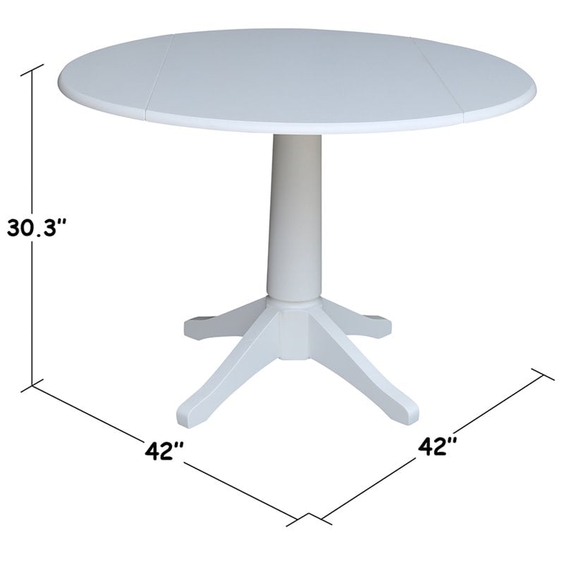 International Concepts Drop Leaf Dining Table in White