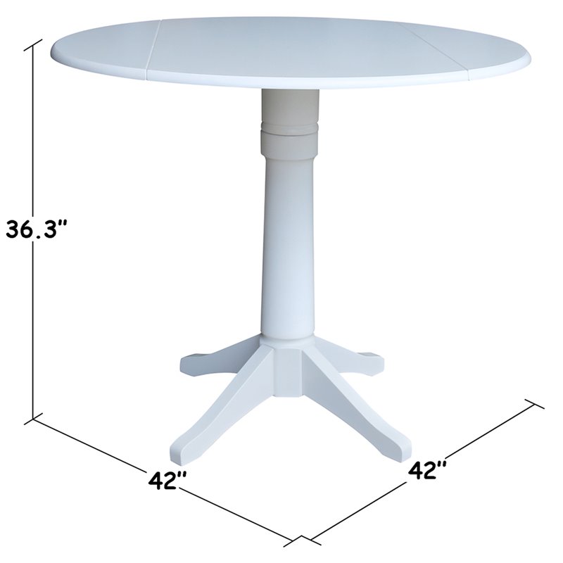 International Concepts Drop Leaf Counter Height Dining Table in White