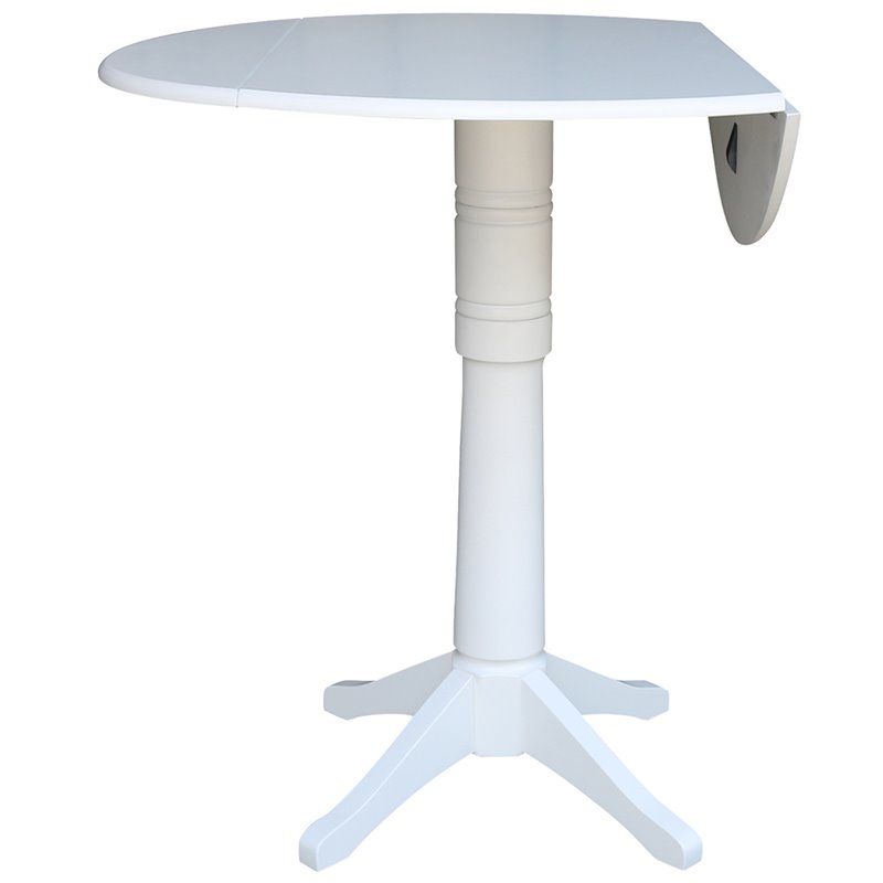 International Concepts Drop Leaf Bar Table in White