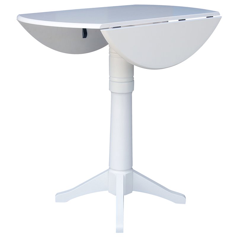 International Concepts Drop Leaf Bar Table in White