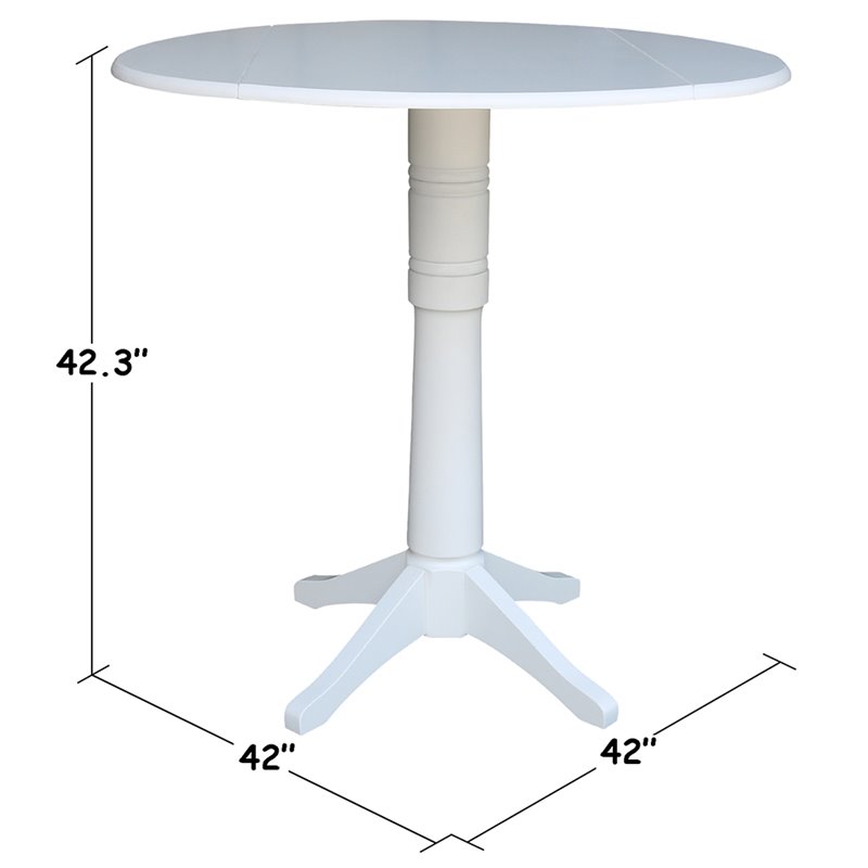 International Concepts Drop Leaf Bar Table in White